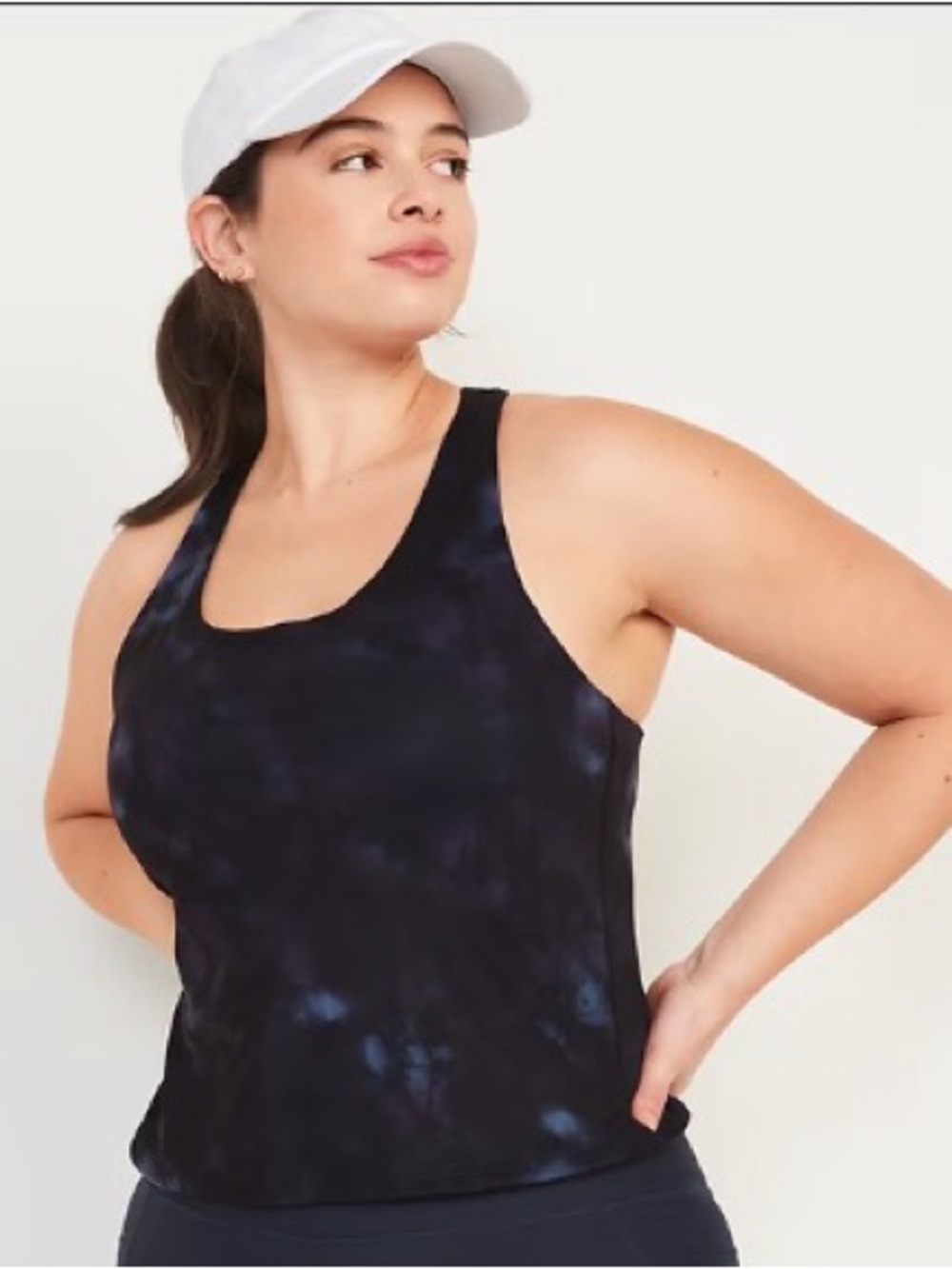 Old Navy Active Powersoft Racerback Tank Top w/ Built-In Bra in Black Tie Dye